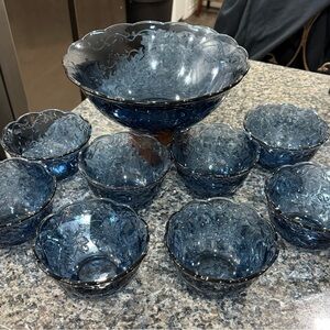 Princess House Fantasia Blue Glass Bowl Set